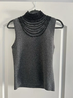 Top Evie negro plateado talla grande Foto 1 de 4