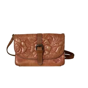 Patricia Nash Crossbody Bag Leather Floral Embossed Buckle Flap Small - Picture 1 of 17