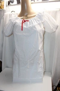 Sissy Frilly Bow Eyelit Peter pan collar Lolita Puff Sleeve Drindle Babydoll Top - Picture 1 of 5