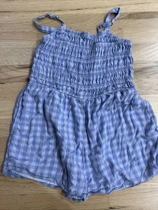 Abercrombie Fitch Kids Blue Plaid Checkered Girls Romper Size 13 14 Excellent - Picture 1 of 1