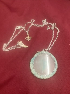 "Collar 16"" Piedra Redondo 2"" Inusual" Foto 1 de 4