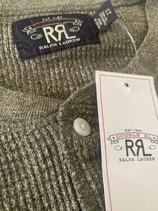 RALPH LAUREN RRL HENLEY TOP (BRAND NEW SIZE XL Green Heather RRP £185 - Picture 1 of 5