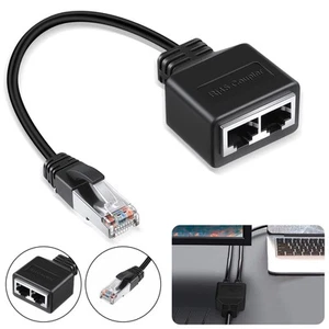 RJ45 Female Splitter Adapter LAN Ethernet Cable Dual Port Connector for Cat5/6/7 - Afbeelding 1 van 10