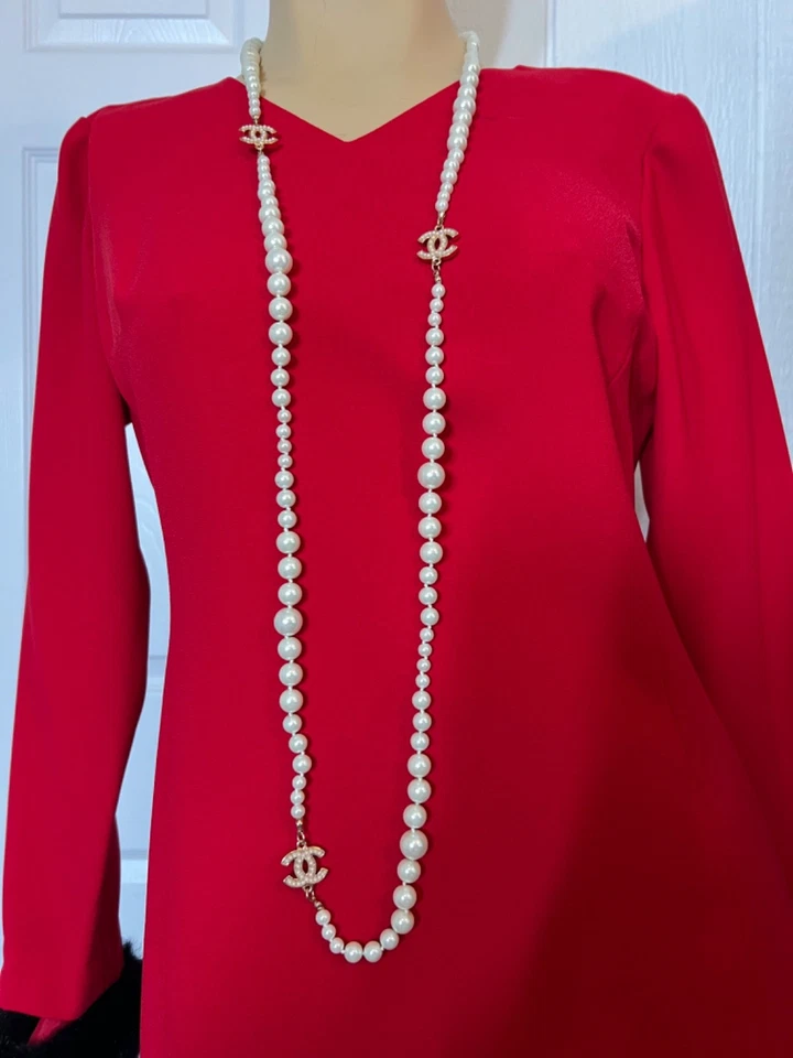 Chanel Necklace Rose Gold Pearl Long Authentic 100% - Image 1 of 4
