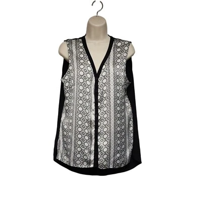 Top Milano cuello en V sin mangas bajo-alto blanco y negro talla M Foto 1 de 4