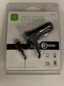 Micro USB Car Charger w/ Built-in Micro USB Cable Power Adapter Black 5VDC 1.2A - Picture 1 of 8