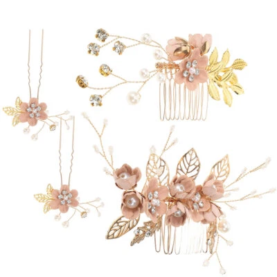 4pcs side hair clip wedding Hair Comb Set Pearl Comb Bridal Headpiece Hair - Image 1 of 4