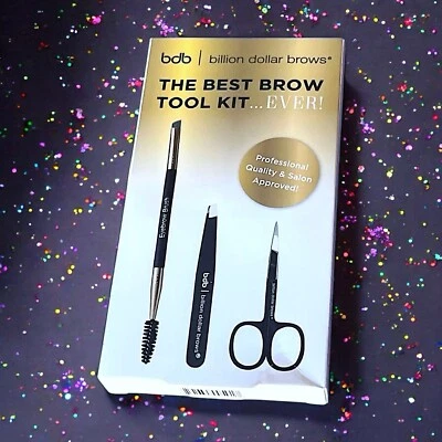 BILLION DOLLAR BROWS NIB Best Brow Tool Kit Ever SCISSORS, TWEEZERS, BROW BRUSH - Image 1 of 4