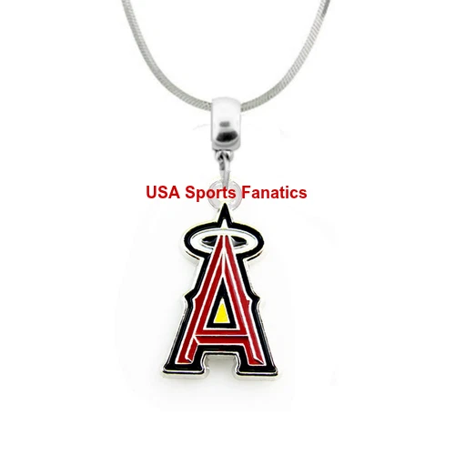 MLB Los Angeles Angels Team Logo Pendant Necklace With A 925 Snake Chain 5 Sizes - Image 1 of 1