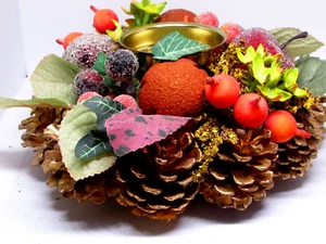 großzügige KERZENHALTER 2"" Säulenkerzen 7"" Durchmesser Herbst-Weihnachten (N clst) - Bild 1 von 6
