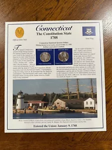 1999 Connecticut Statehood Commemorative Quarters Panel P&D, PCS, Stamps - Picture 1 of 2