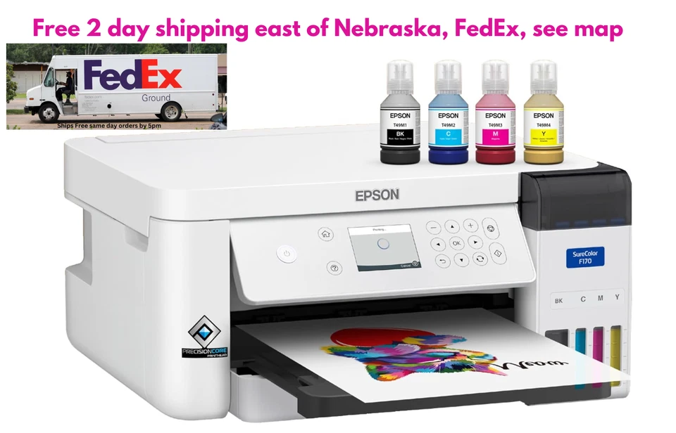 Epson SureColor F170 Dye-Sublimation SuperTank Printer  Ship free today 120/240V - Image 1 of 4