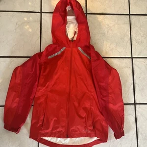 LL Bean Girl’s /Boys Red Full Zip Hooded Red Raincoat ID 286124 Sz L (14–16) - Picture 1 of 9