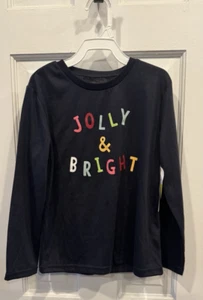 North Pole "Jolly & Bright " Christmas Long Sleeve Shirt Size XS 6/7 - Picture 1 of 1
