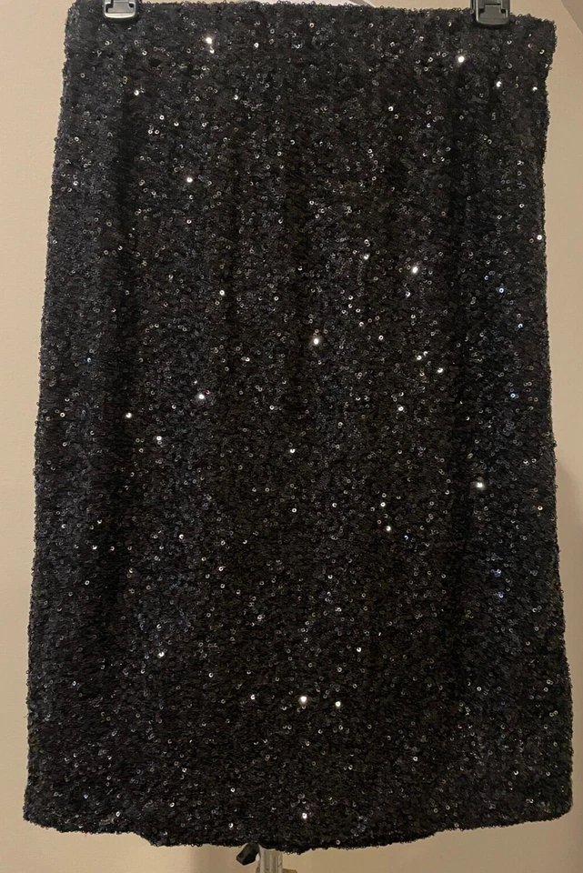 CREMIEUX Mujer Lentejuelas Completas Negro Noche Ocasión Falda - Talla Pequeña Foto 1 de 4