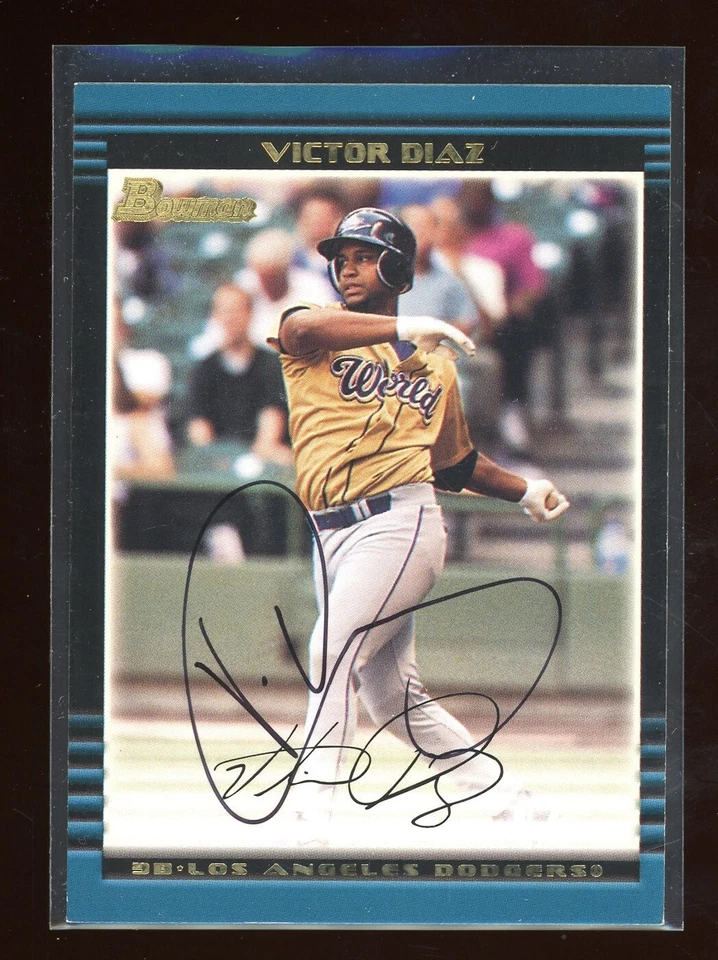 2002 Bowman VICTOR DIAZ Signed Card autograph AUTO METS RANGERS - Image 1 of 1