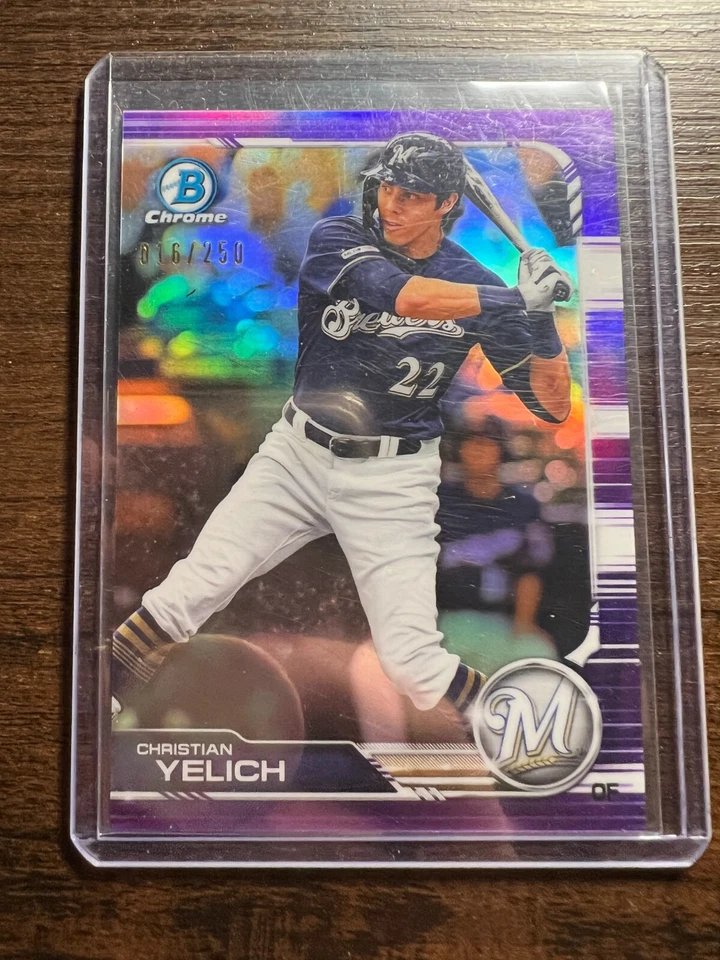 A84,865 - 2019 Bowman Chrome Purple Refractors #63 Christian Yelich/250 - Image 1 of 1