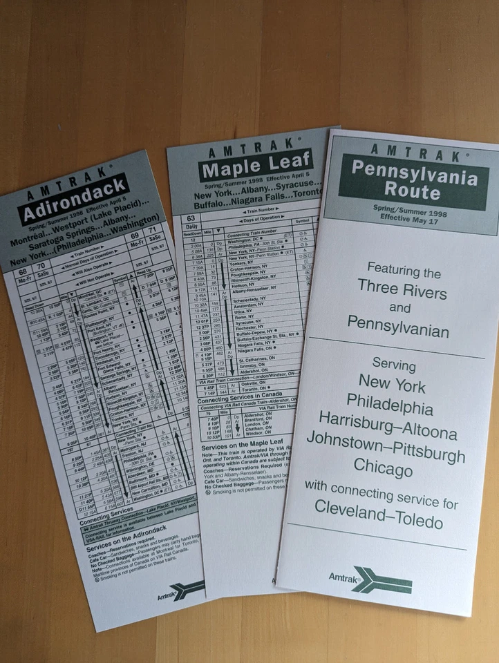 Amtrak Timetables Forms Set of 3 Effective May 17, 1998, Lot D - Image 1 of 1