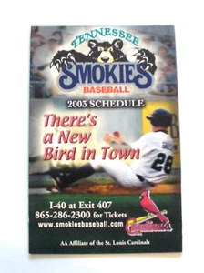 MILB - Tennessee Smokies "2003" Pocket Schedule - NEAR MINT - VINTAGE - Picture 1 of 1