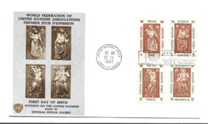 1967-FDC-4 STAMPS-4c,5c,10,15c-PEACE,JUSTICE,TRUTH,FIRST DAY COVER-UNITED NATION - Picture 1 of 1