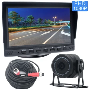 7" Monitor Reverse Camera IR 4 Pin 33Ft Car Truck Reversing Rear View Kit 12-24V - Picture 1 of 12
