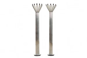 Vintage Mid Century Chrome Tubular Floor Lamp by George Kovacs (attr.), 2 Avail - Picture 1 of 11