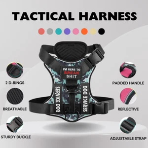 Reflective Tactical Dog Vest Working Dog Military Harness with Handle No-Pull - Picture 1 of 17