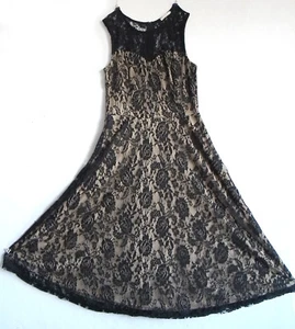 Vintage Stunning Black Lace sleeveless swing dress size small - Picture 1 of 5