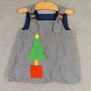 Thee And Me Christmas Tree Gingham Dress 4T Reversible Holiday Outfit Toddler - Picture 1 of 11