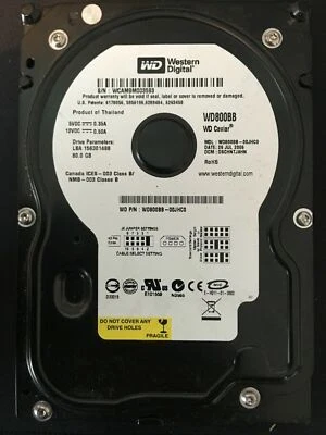WD800BB Western Digital 80GB 7200RPM 2MB PATA IDE 3.5" Desktop Hard Disk Drive - Image 1 of 3