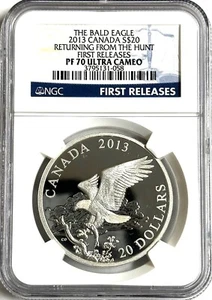 2013 Canada $20 1oz Silver The Bald Eagle Returning from the Hunt FR NGC PF70 UC - Picture 1 of 2