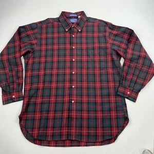 Sir Pendleton Red Plaid Wool Shirt Size Large Stewart of Bute Tartan Button Down - Picture 1 of 8