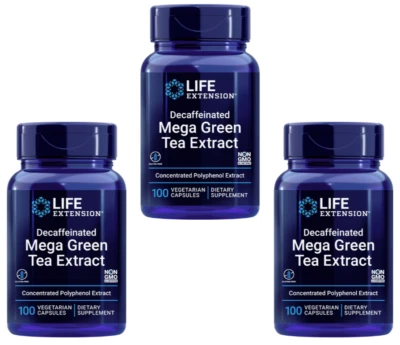 PACK de 3 cápsulas vegetales Life Extension mega extracto de té verde descafeinado 100 Foto 1 de 4