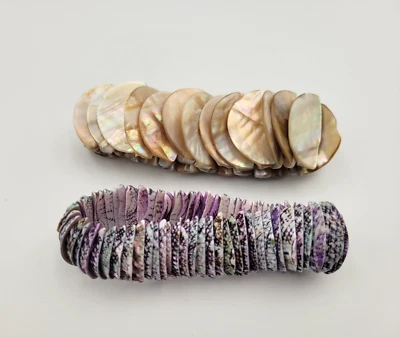 Lote de 2 Pulseras Elásticas MOP y Concha Madreperla Concha Púrpura Foto 1 de 4