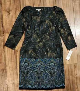 London Style Collection Dress NWT Black Aqua. SIZE 8 Women's - Picture 1 of 5