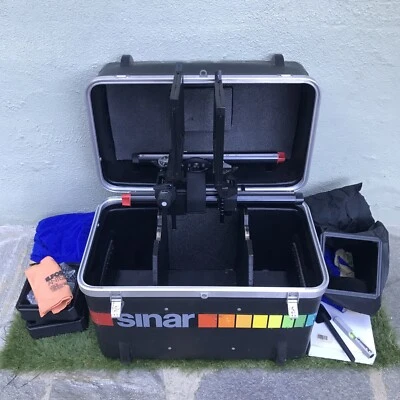 Cámara fotográfica de gran formato Sinar F2 4x5 con extensión de riel de estuche de fuelle de lente y más Foto 1 de 4