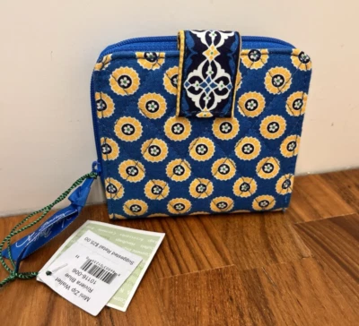 VERA BRADLEY MINI CARTERA CREMALLERA Azul Riviera 2008 Cremallera a Presión Retirada Nueva Foto 1 de 4