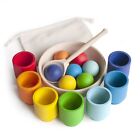 Ulanik Rainbow Balls in Cups Toddler Montessori Toys for 1+ Wooden Matching...