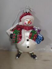 Kurt Adler Noble Gems Glass Snowman w Presents Holiday Ornament NB1284 Christmas