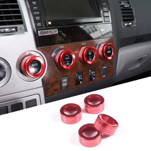 For Toyot Tundra 2007-13 Air Conditioning Knob Ring Trim Aluminium Red 4PCS Cap - Picture 1 of 12