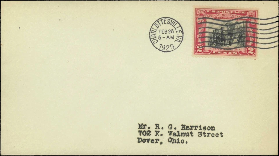 SAVOYSTAMPS- USA Cover -1929- George Rogers Clark -# 651 FDC-Charlottesville, VA - Image 1 of 1