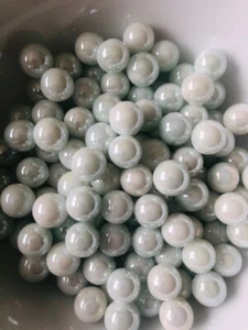 50 x PEARL WHITE 14mm MARBLES Traditional Children's game/Collectable