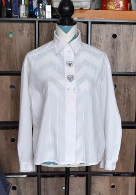 Vtg Meico Landhaus-Look White Cotton blend Blouse Shirt Womens Sz 40 Germany /12 - Image 1 of 4