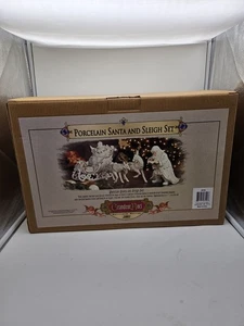 Grandeur Noel Porcelain Santa and Sleigh Set w/ Reindeer 2001 Collectors Edition - Picture 1 of 14