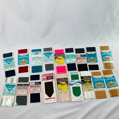 Vintage Lot 20 Sewing Seam Binding, Lace Boiltex Wright's Talon NIP & Partials - Image 1 of 4