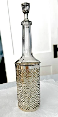 Chaqueta eduardiana perforada de plata esterlina colonia inodoro botella de agua y tapa 11" T Foto 1 de 4