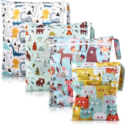 Wetbag, Borsa per Pannolini Di Stoffa, 4 Pezzi, Impermeabile, Riutilizzabile, Co - Immagine 1 di 4