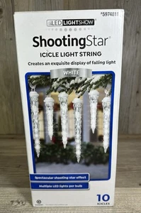 Gemmy Lightshow SHOOTING STAR Icy White LED Icicle Lights - Set of 10 - - Picture 1 of 5