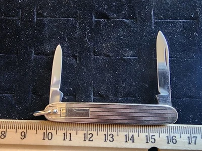 Старинный латунный карманный нож с несколькими лезвиями карманные часы брелок/держите брелок кольцо - Изображение 1 из 4