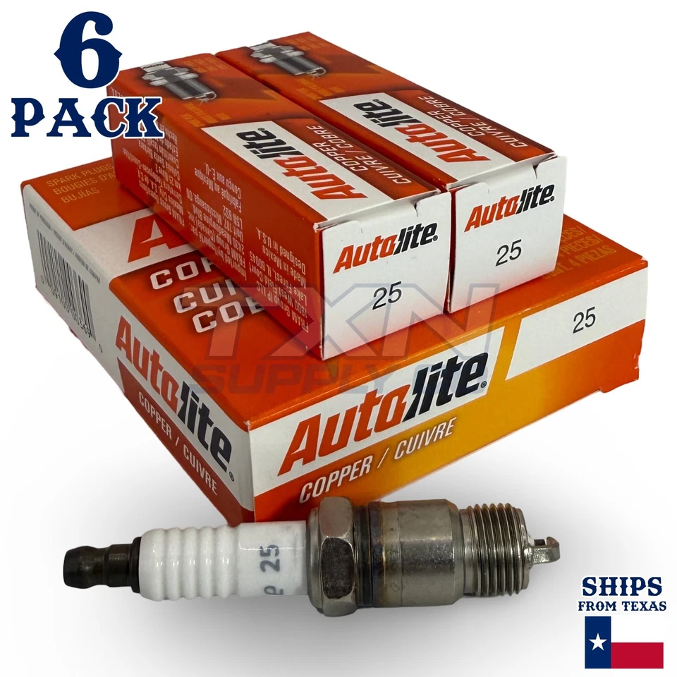 Bujías Autolite de 25 núcleos de cobre - Paquete de 6 Foto 1 de 2